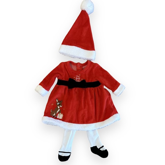 RUDOLPH Santa Dress with Cap and tights - Picture 1 of 6